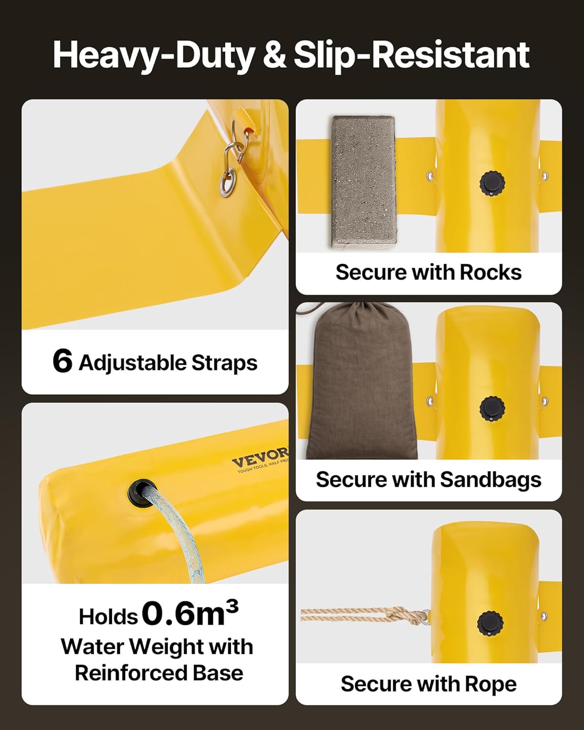 Flood Barrier, Flood Bags, Sandbag Alternative, Water Barrier for Flooding with Great Waterproof Effect, Reusable PVC Water Diversion Tubes, Lightweight Flood Barriers for Home, Door, Garage